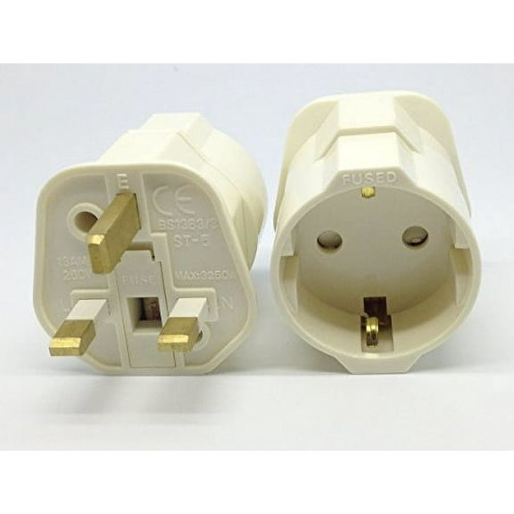 VCT VP-120 Europe German Shucko Plug to Grounded UK, Hong Kong, Singapore, UAE Grounded Travel Adapter Plug With FUSE