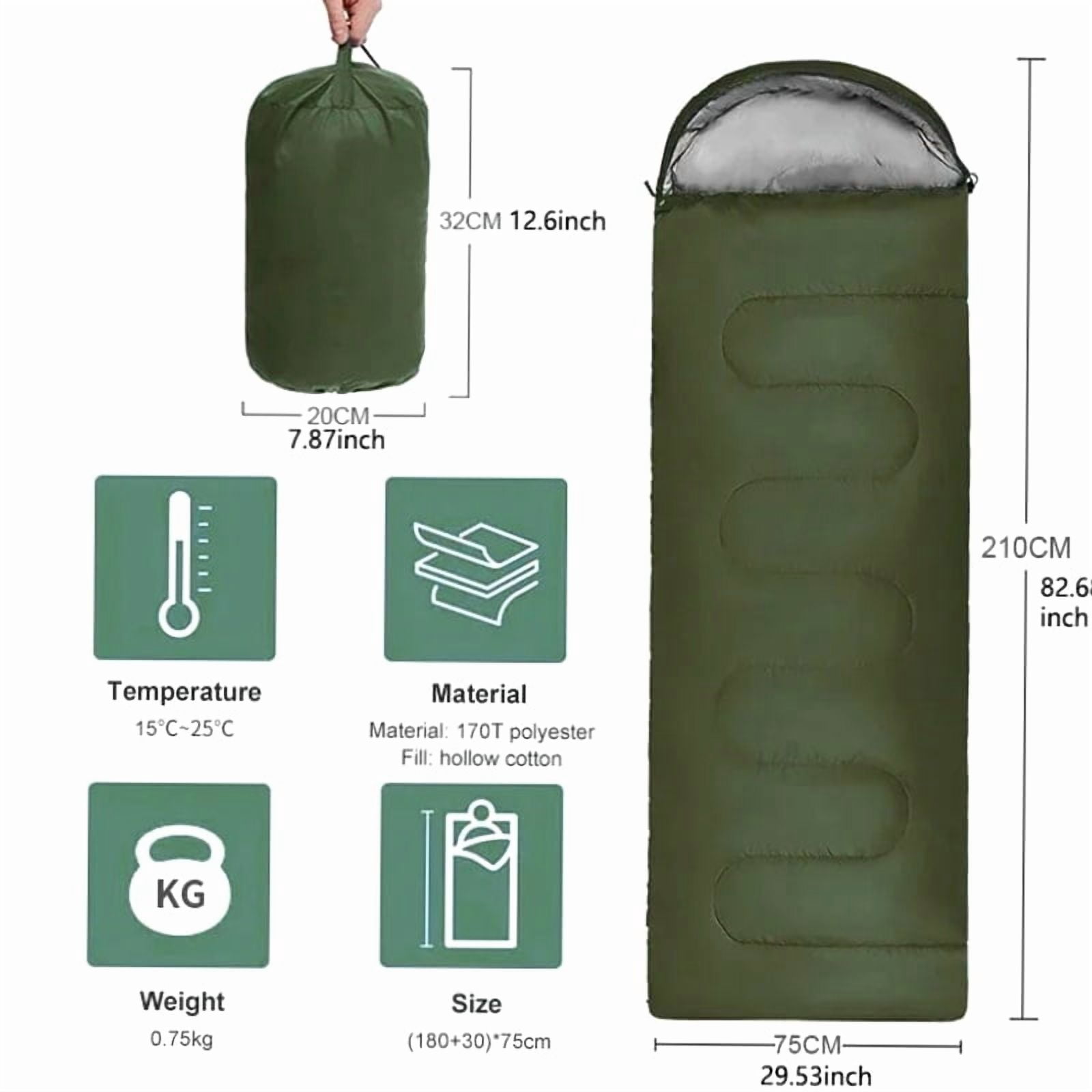 Compact Camping Sleeping Bag with Ultralight 4 Season Warm Envelope - Typpkmm