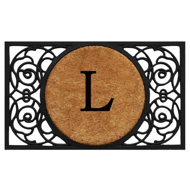 Calloway Mills 180032236L 22 x 36 in. Armada Circle Monogram Rectangular Doormat, Natural & Black - Letter L