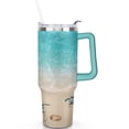 thumbnail image 2 of 40oz Cute Ocean Life Turtle Stainless Steel Flip Straw Tumbler Spill Proof Travel Cup Double Wall Vacuum Insulated Coffee Mug with Top Handle, 2 of 6