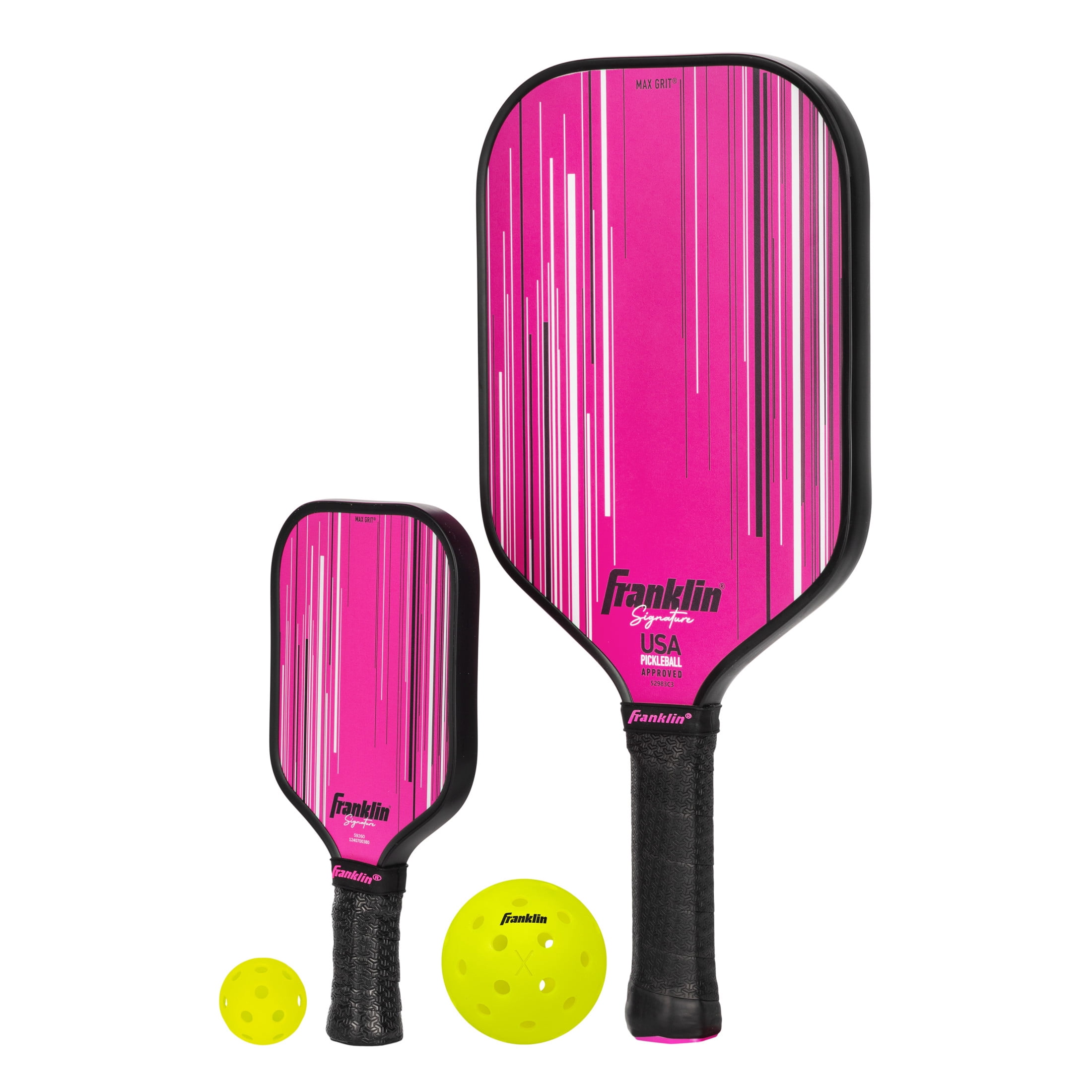 Franklin Sports Mini Pickleball Game Set - Tabletop Pickleball Paddle + Ball Indoor Game for Adults + Kids - Includes (2) 9" Inch Paddles + (2) 1.65" Inch Mini Pickleballs - Blue + Pink