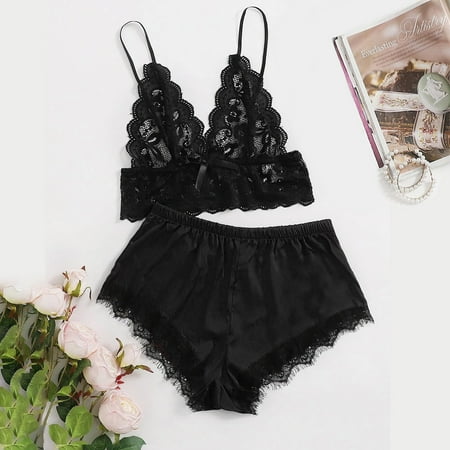 

Womens Underwear New Lace Lingerie Silk Underwear Sleepwear Underwear Pajamas Satin Underwear For Women Wine Xl