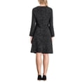 thumbnail image 3 of Vestido A-Line de Tweed para Mujeres Hobemty, Manga Larga, Vestidos Vintage de Trabajo, L Negro, 3 of 5