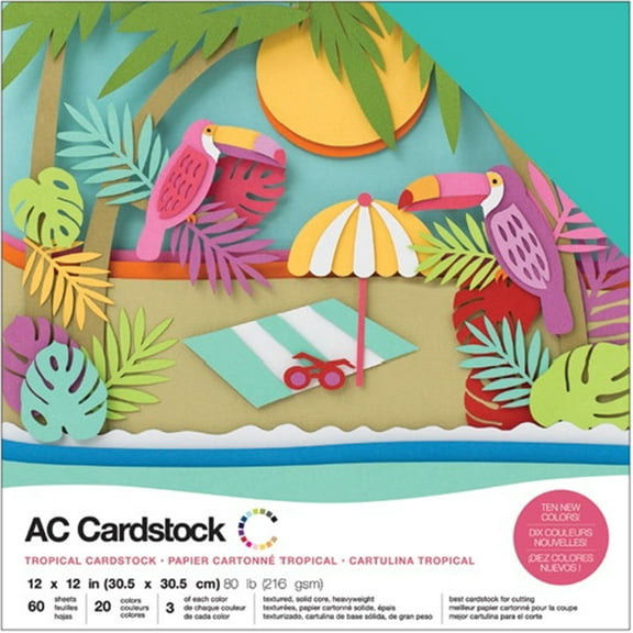 American Crafts Variety Cardstock Pack 12" x 12" 60/Pkg - Tropical