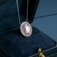 thumbnail image 6 of K-KED Halo Shiny Perfect Created Pink Gemstone Pendant Necklace Women Sterling Silver, 6 of 9
