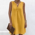 thumbnail image 5 of aohooy V Neck Cotton Dresses for Women 2026 Summer Sleeveless Flowy A Line Tank Dress Loose Fit Vacation Beach Cover ups Sundress Yellow,XL, 5 of 9