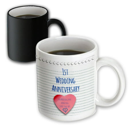 3dRose 1st Wedding Anniversary gift - Paper celebrating 1 year together - first anniversaries - one yr, Magic Transforming Mug, (Best 1st Year Anniversary Gift)