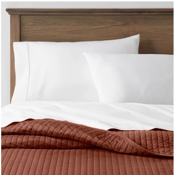 Twin/Twin Extra Long Washed Cotton Sateen Quilt Cognac Threshold