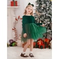 thumbnail image 3 of IDOPIP Toddler Girls Velvet Tulle Tutu Dress Long Sleeve Bowknot Christmas Dress Fall Winter Dresses, 3 of 9