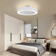 Miumaeov Modern Bladeless Ceiling Fan with Lights 22 Enclosed Ceiling Fan with Remote Control LED Dimmable Lighting Modes 3 Wind Speed and 3 Color White
