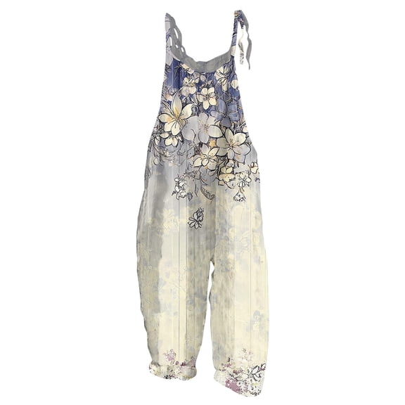 Unir Summer Fashion Casual Print Sleeveless Jumpsuit With Wide Leg Pants And Strappy Design For Beach Outfit