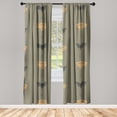 thumbnail image 3 of Ambesonne Boho Art Curtains, Moths Moons Dots Pattern, Pair of 28"x95", Pale Orange Dark Grey, 3 of 5
