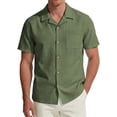thumbnail image 3 of DDAPJ pyju Mens Button Down Short Sleeve Shirts Summer Beach Vacation Untucked Casual Tops Wrinkle Resistant Linen Shirt A-Army Green XXL, 3 of 8
