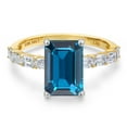 thumbnail image 3 of Gem Stone King 14K Two Tone Gold London Blue Topaz and Lab Grown Diamond Engagement Ring for Women | 4.72 Cttw | Octagon 10X8MM | Gemstone November Birthstone | Size 5, 3 of 6