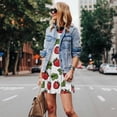 thumbnail image 4 of Susaid Hand Drawn Strawberry Pattern Women's Summer Dresses Beach Sundress Short Sleeve Loose Casual Tshirt Dress with Pockets, 4 of 7
