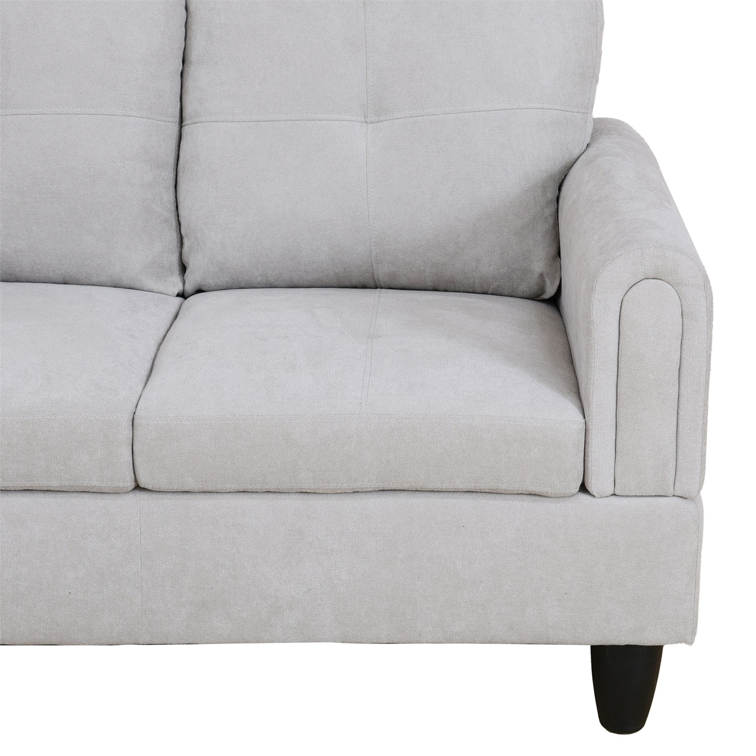 Hommoo Flannel Sectional Couch Sofa Set, Modern L Shaped Couch Living Room Furniture Sets, Grey White(No Ottoman)