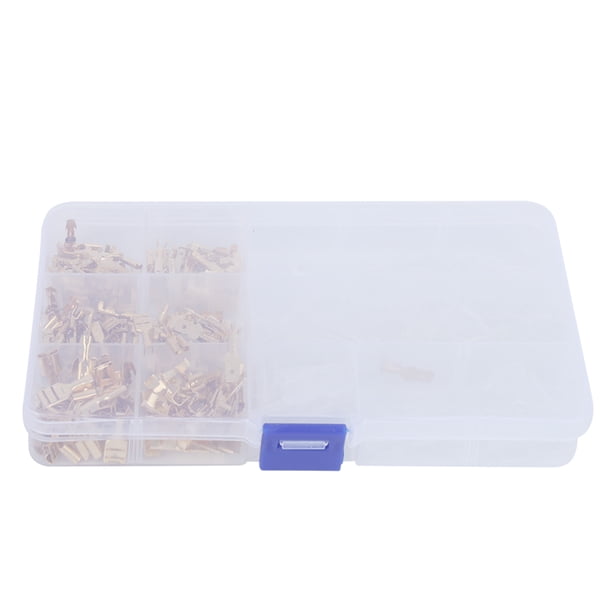Conector de terminal de cable macho-hembra de cobre dorado de 270 piezas con funda aislante y caja de almacenamiento. Kit de terminales de 270 piezas.