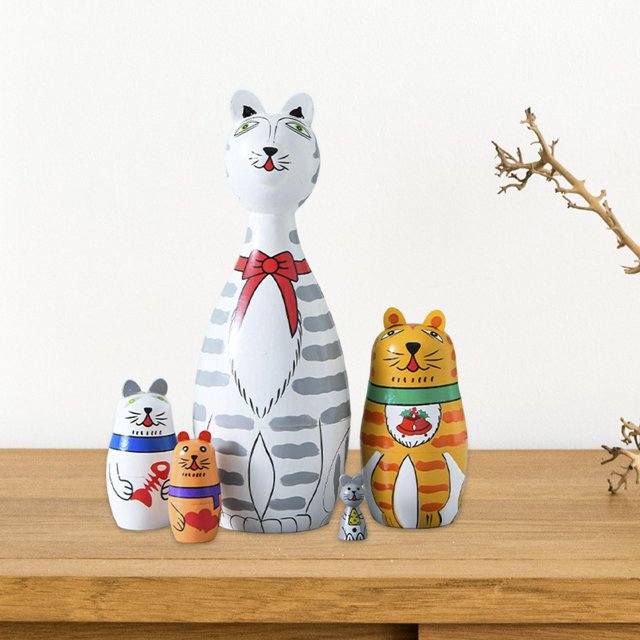 5 Uds Anidadas Decoración Animales Matryoshka Para El Escritorio Del Hogar perfke muñecas de anidación