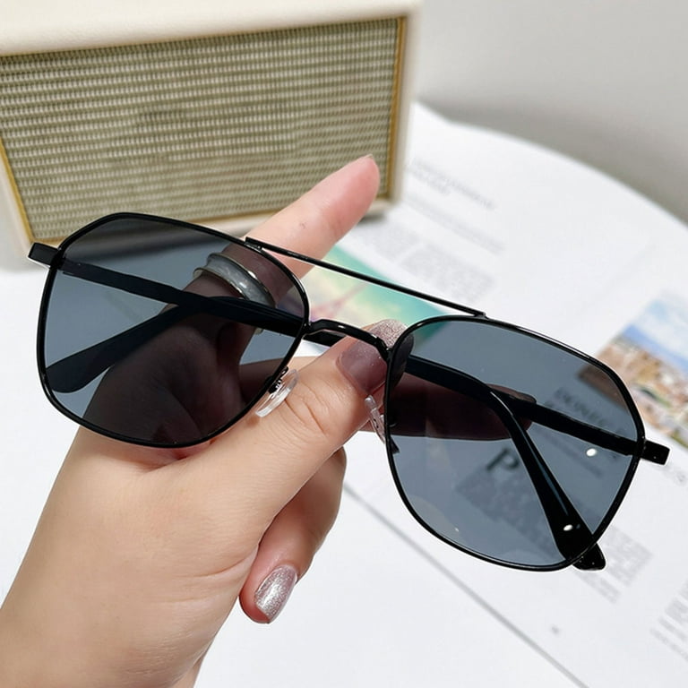 Shades Sunglasses Polarized UV Protection Eyewear Double Bridge for Men  Women Outdoor Wearings Black Frame Double Gray Sheet