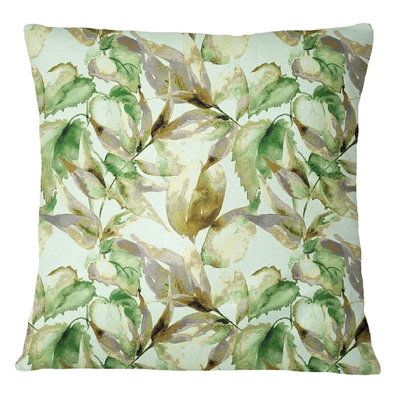 S4Sassy Decorative Leaf Print Green Designer Square Cushion Cover Pillow Case-22 x 22 Inches