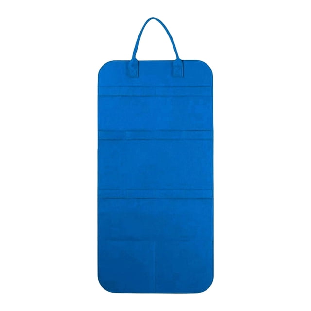 Blue Wall Mounted Pet Toy Storage Organizer Hanging Display Bag With Multiple Pockets For Cats Dogs Accessories 33X15.7 Inches Foldable Easy To Clean