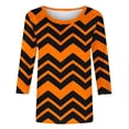 thumbnail image 6 of Plus Size T-Shirts Womens 3/4 Sleeve Polka Dots Print Crew Neck Graphic Tees Base Casual Summer Tops (3XL, Orange|Wave), 6 of 6
