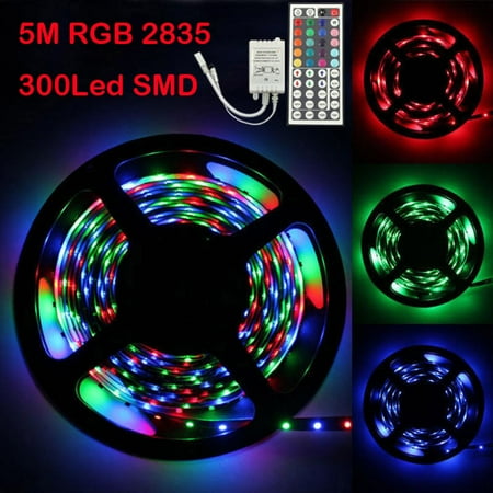 

WGOUP 5M RGB 2835 300Led SMD Flexible Light Strip Lamp+44 key IR Remote Controller White(Buy 2 Gey 1 Free)