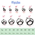 thumbnail image 3 of 6#-30# Stainless Steel Guide Ring Fishing Rod Guide Ring Fishing Rod Repair DIY Guide Ring Color Tie Rope Set 45/85 Pieces/Box 85pcs and tied rope, 3 of 6