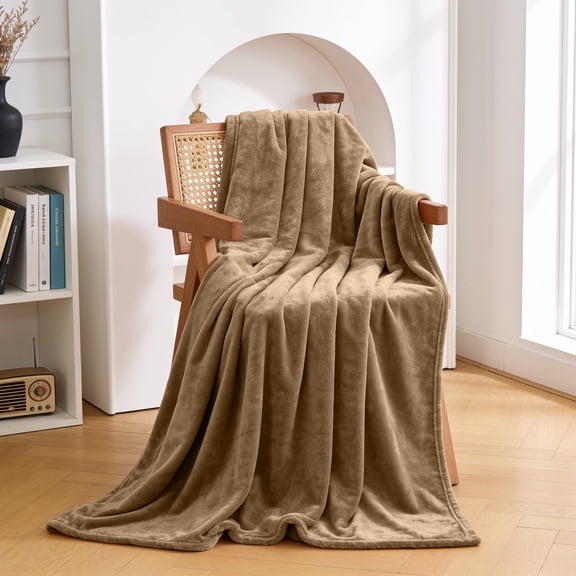 IR Imperial Rooms Fleece Bed Throw Blanket, Plush, Travel and Couch Fuzzy, Cozy Washable Ultrasoft Throw Size Camel