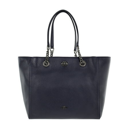 - Coach Turnlock Ladies Large Pebbled Leather Tote Handbag 56830