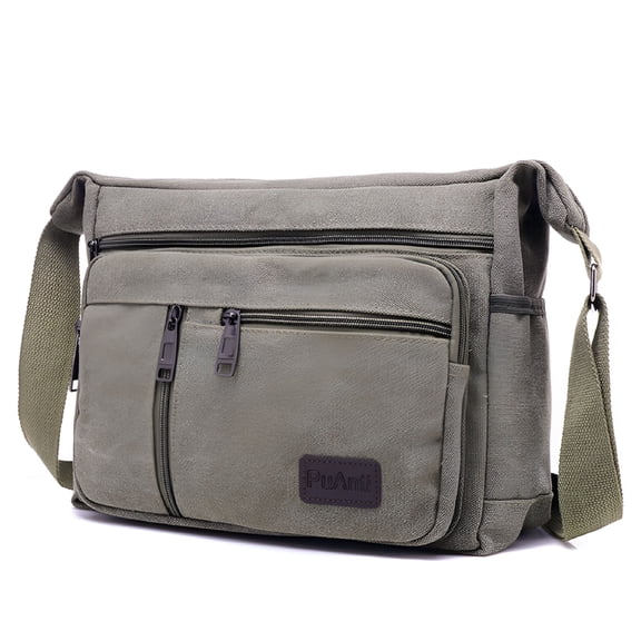 GASTROPOD Unisex Canvas Shoulder Bags Multi Pocket Travel Messenger Handbag (Green)