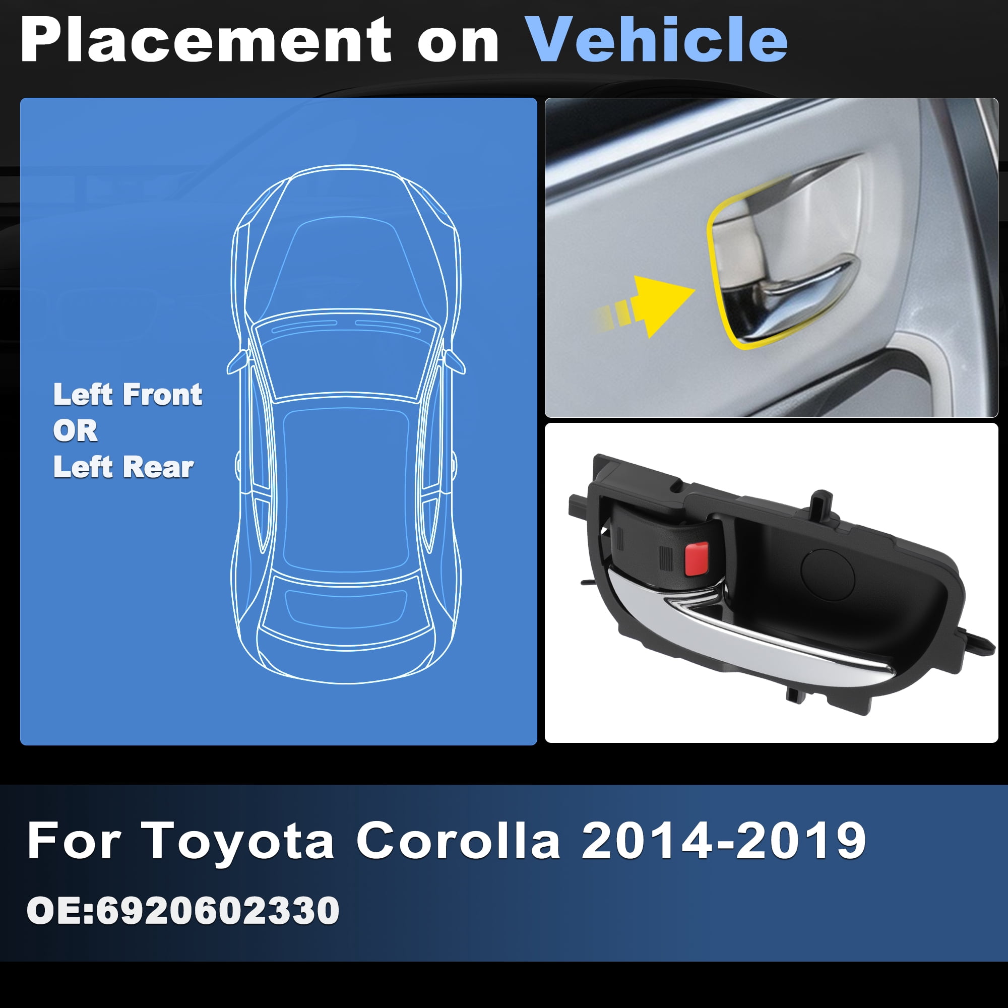 Unique Bargains 6920602330 Car Interior Door Handle for Toyota Corolla 2014-2019