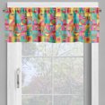 thumbnail image 4 of Ambesonne Coral Valance & Curtain, Geometric Motifs Abstract, 55"x36", Dark Pink Seafoam and Orange, 4 of 7
