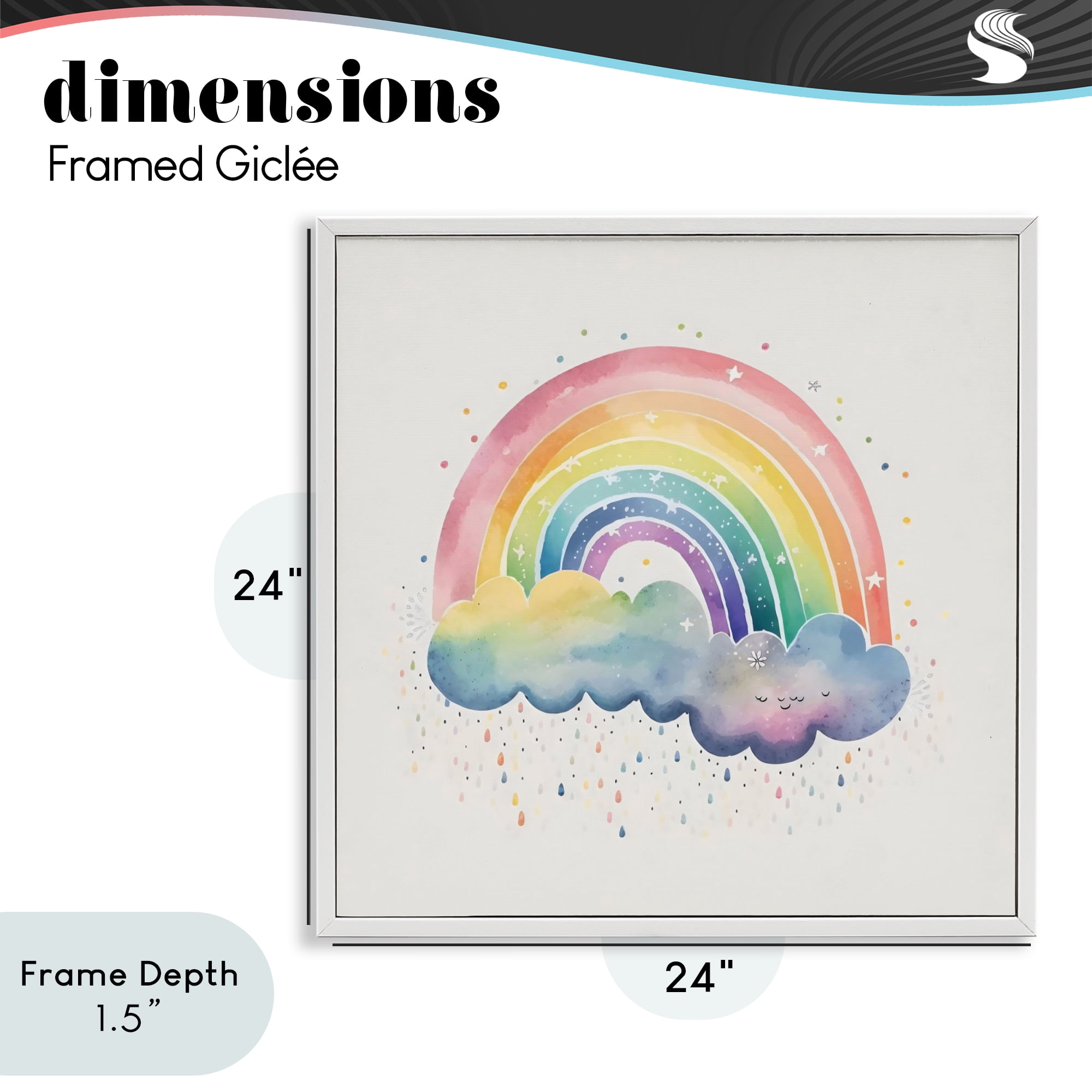 Stupell Industries Bright Boho Rainbow & Stars White Framed Giclee Art, design by Creative Studio