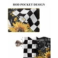 thumbnail image 7 of Sunflower Vintage Half Window Curtains 24 Inches Long, Farmhouse Floral Black Checkered Window Treatment Curtain Drapes, Short Curtains Tiers for Kitchen Over Sink, 27.5"x24", 2 Panels, 7 of 7