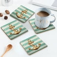 thumbnail image 3 of Coasters for Drinks Bar Beer,Set of 4 ,Square Wooden Housewarming Gift,Anchor On Striped In Light Blue, 3 of 6