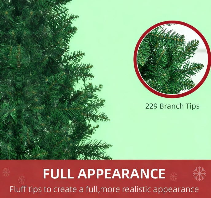 5ft Half Christmas Tree 229 Tips Wall-Mounted Space-Saving Hinged Branches Indoor Decor