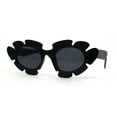 thumbnail image 3 of Womens Tropical Monstera Foliage Leaf Mod Cat Eye Sunglasses All Black, 3 of 4