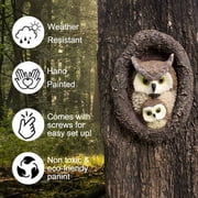Wadada Owl Mom and Owlet Tree Hugger, Outdoor Garden Sculpture Tree Faces, Owl Bird Garden Resin Statue, Tree Peeker Ornament, Durable & Waterproof,Decor Gardening Presents for Housewarming Birthday