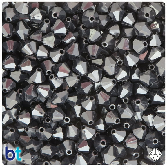BeadTin Black Opaque 8mm Faceted Bicone Acrylic Beads (300pcs)
