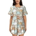 thumbnail image 1 of Balery Lovely Bear Conjunto de Pijama para Mujer con Estampado, Dos Piezas de Manga Corta y Shorts, Ropa de Dormir Suave con Cuello Redondo y Bolsillos-Medium, 1 of 6