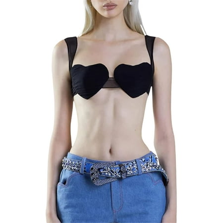 

DanceeMangoos Women Bra Wide Shoulder Straps Ruched Heart Solid Lingerie Underwear