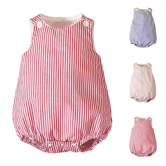 YHAJDS Summer for Newborn Sleeveless Stripe Print Cotton Romper Bodysuit Jumpsuit Infants Clothes