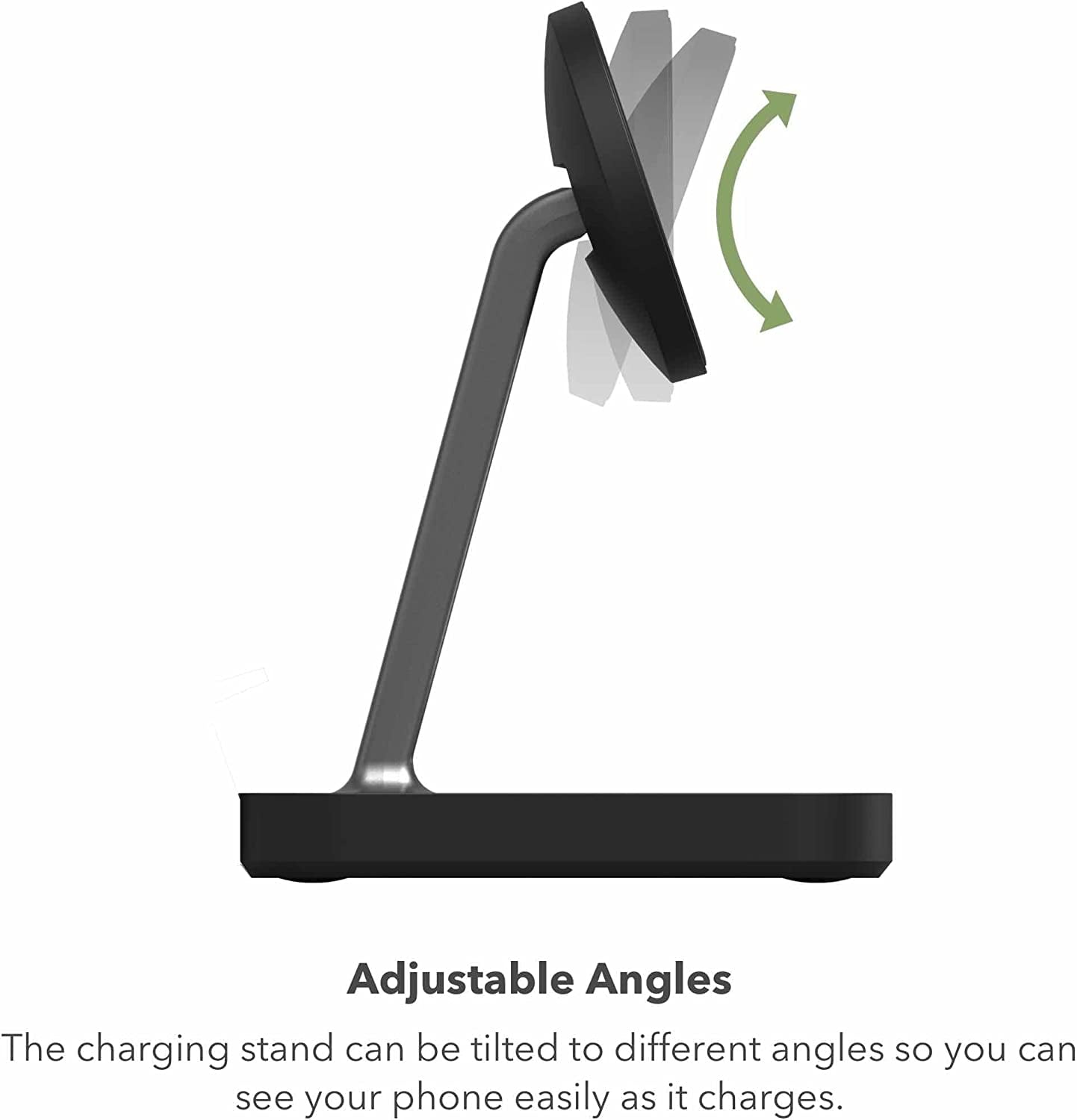 mophie Snap+ 2-in-1Charge Stand & Pad - 15w Wireless Charger Compatible with iPhones & AirPods Includes Snap+ Adapter for other Qi Enabled Phones Steel Base Adjustable Angles