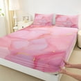 thumbnail image 3 of Manfei Aesthetic Marble 4pcs Bed Sheets for Girls, Pink Marbling King Sheets, Watercolor Artwork Sheet Set, Lightweight Room Decor, 3 of 7