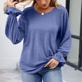 thumbnail image 6 of ShomPort Women's Casual Puff Long Sleeve T-Shirts Trendy V-Neck Loose Dressy Tunic Tops for Leggings, 6 of 7
