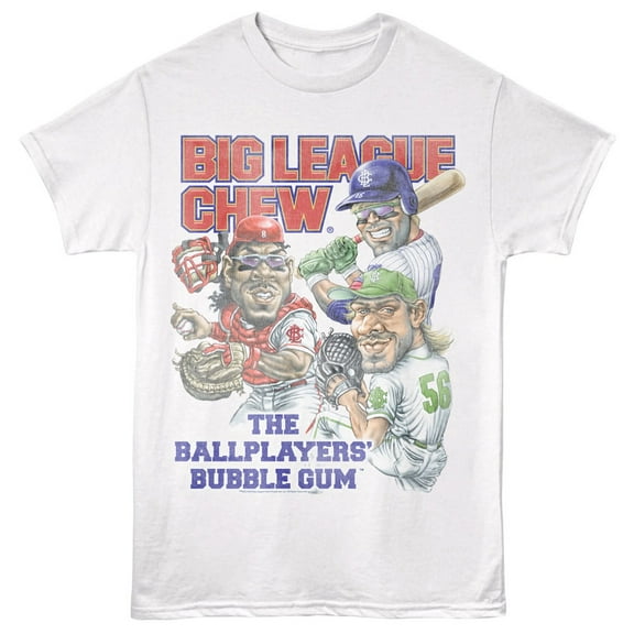 Big League Chew Ballplayers Bubble Gum Men's T Shirt (White, AdultM)
