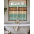 thumbnail image 4 of Farmhouse Teal Blue Brown Bathroom Window Curtain, Vintage Wooden Striped Light Filtering Coffee Kitchen Curtains, Bedroom Living Room Curtains 2 Panel 84"x45", 4 of 6