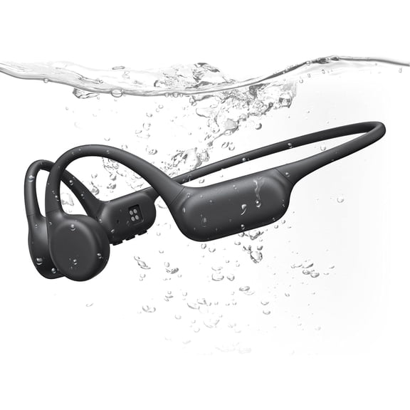 Lanbertent Bone Conduction Headphones IP68 Waterproof Swimming Headphones Open Ear Headphones with MP3 Mode 32GB Memory, Bluetooth 6.0 Ear Buds Fit for Running and Fitness