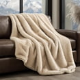 thumbnail image 6 of EVERGRACE Luxury Faux Fur Throw Blanket, Soft Fluffy Faux Mink Blankets for Bed, Couch, Sofa, Thick Cozy Plush Warm Fur Throws with Reversible Velvet, Tipped Golden Fox, 50"x60", 6 of 8